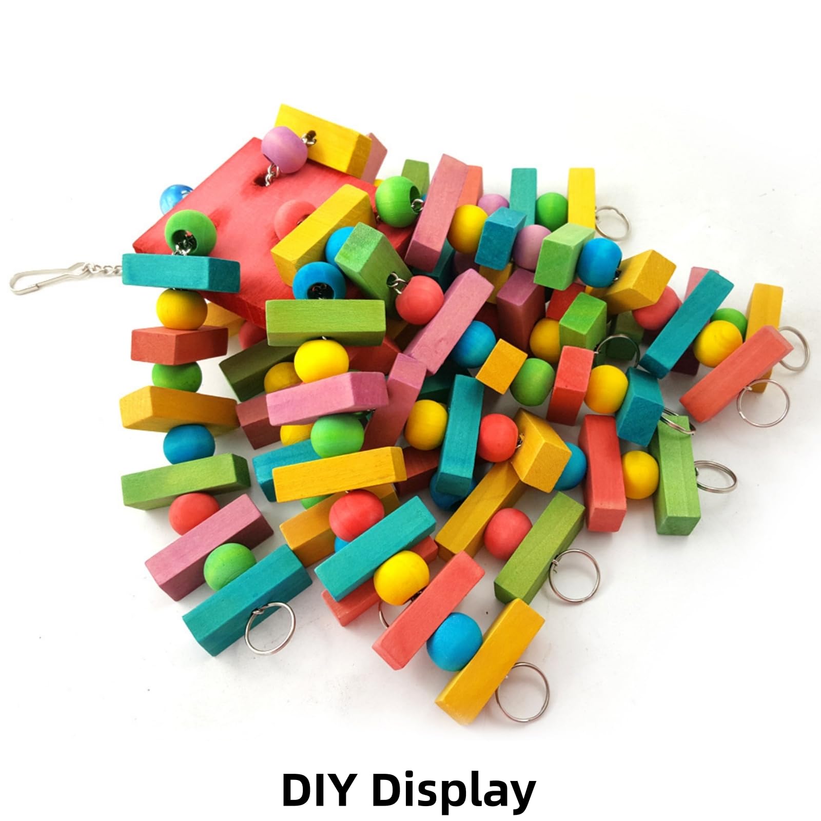 Bird Toys, Wood Wooden Colored 100pcs Parrot Toys, Multicolored Natural Wooden Blocks,African Grey Parrots, Macaws, Cockatoos, Parrot chew Toys - image 5
