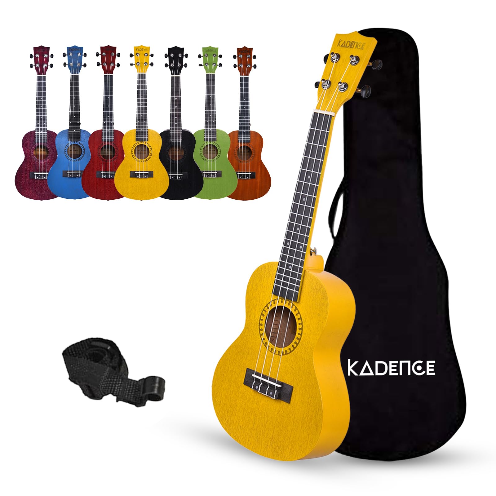 Kadence Concert Ukulele 23" Spring Summer Collection of Ukuleles- fluorocarbon strings, matt finish with Strap & Bag