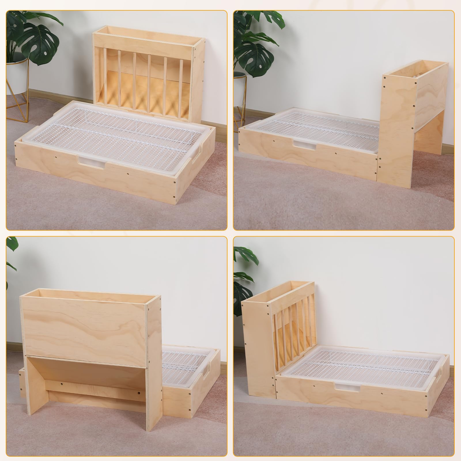Essenhome Large 2-in-1 Rabbit Hay Feeder & Litter Box Set, Wood, Mess Proof, for Guinea Pigs, Chinchillas, Hamsters, and Rabbits (XXL) - image 6