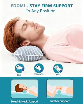 Ergonomic Contour Buckwheat Pillow, Adjustable Buckwheat Hulls Neck Support Pillows for Pain Stiffness, Bone Pillow with Breathable Washable Cover, 19.6x7.8, Blue