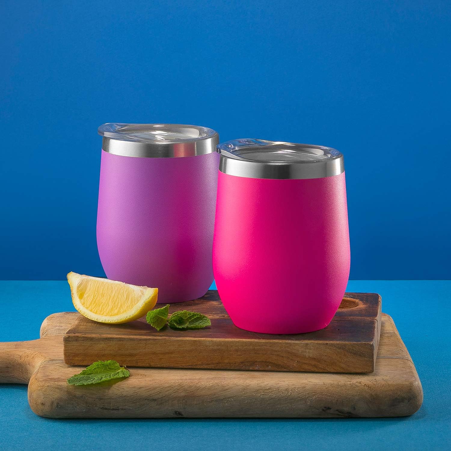 CHILLOUT LIFE 12 oz Stainless Steel Wine Tumbler with Lid - Double Wall Vacuum Insulated Wine Cup Glass Keeping Cold & Hot for Coffee, Champagne, Cocktails, Ice Cream - Powder Coated Pink - Image 6