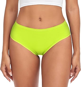 Fluorescent Yellow Electric Lime Briefs, Breathable Briefs for Women, Women Comfort Panties, Womens Medium Brief Underwear