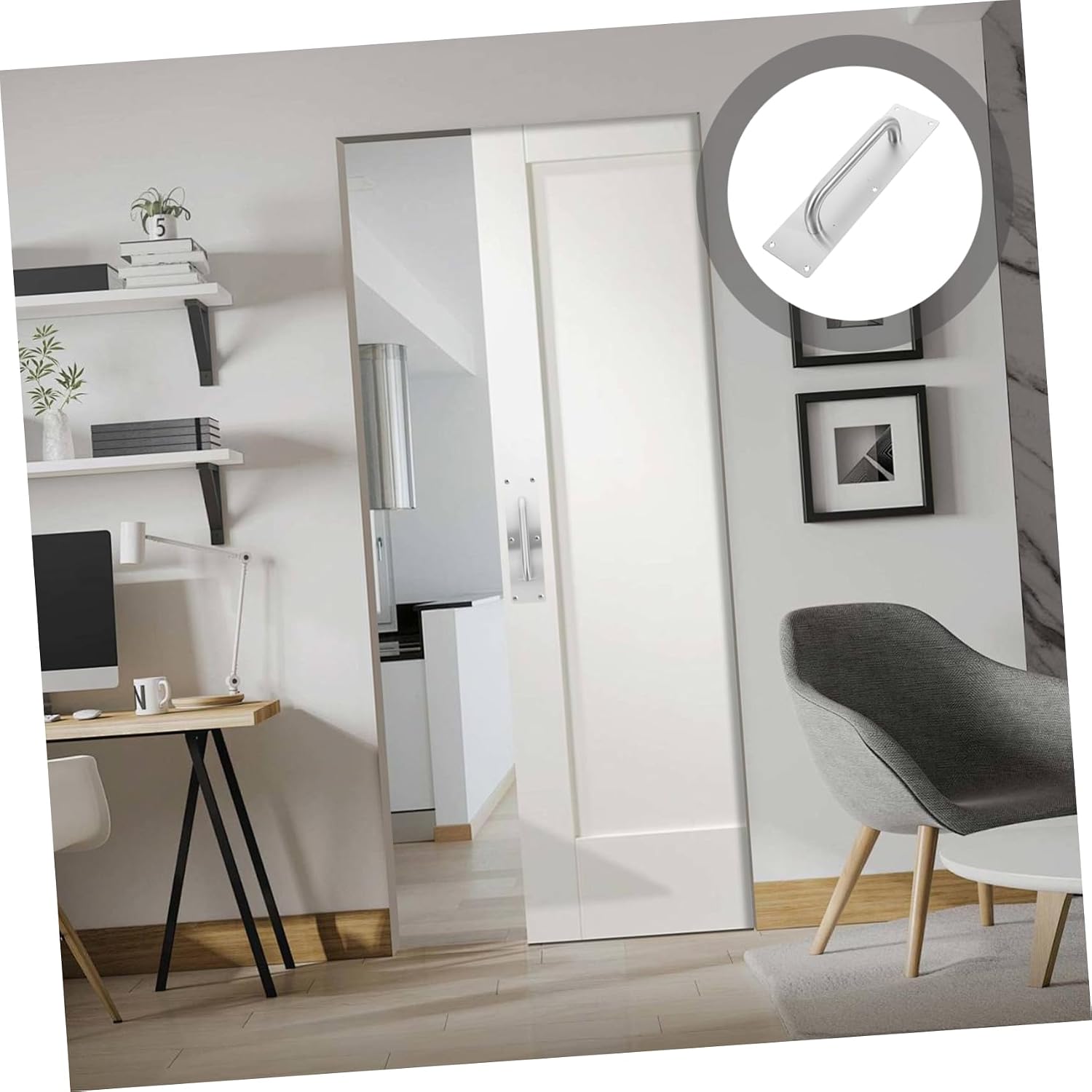 KALLORY 2pcs Stainless Steel Square Push Pull Door Handle -Mounted Design for Sliding and Barn Doors Cabinet Handle for Easy Installation