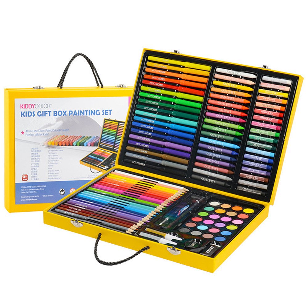 DRHYSFSA Watercolor Pen Kit Painting School Supplies Birthday Gift 112 Pieces Of High-end Art, Wood Art Supplies Painting, Portable Aluminum Box Essence Art Set Gift for Children
