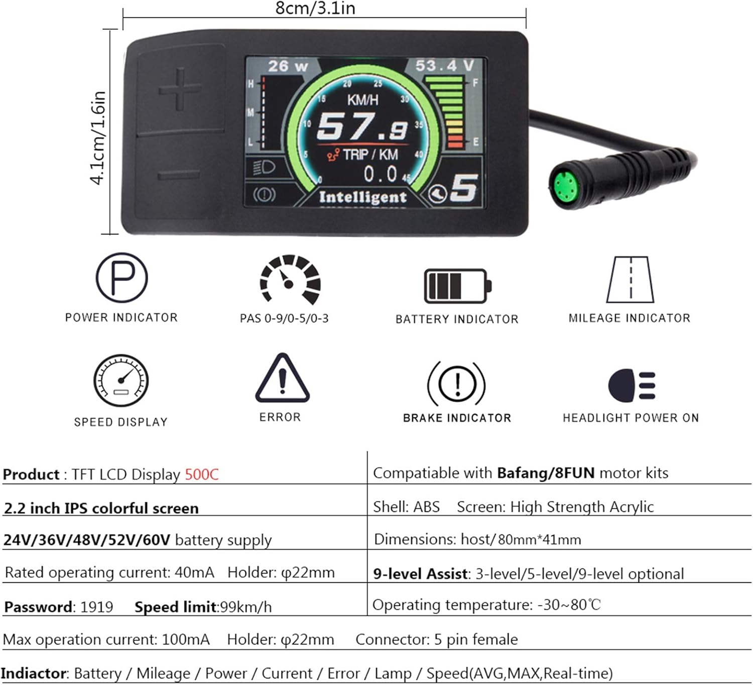BAFANG 48V 750W Mid Drive Electric Bike Conversion Kit with HMI Display BBS02B 8FUN Mid Motor for Bike Kit with 48V Ebike Battery