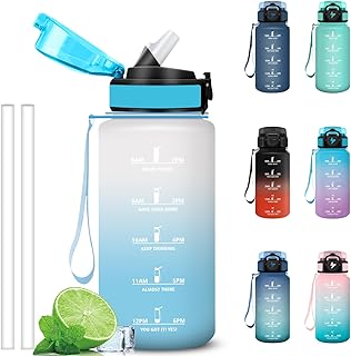 Grsta Gourde 500ml, Gourde Enfant avec Marqueur de Temps, Facile à Nettoyer, Anti Fuite Bouteille Motivationnelle, Verrou de Sécurité, Gourdes avec Paille pour Voyages, Velo, Cyclisme