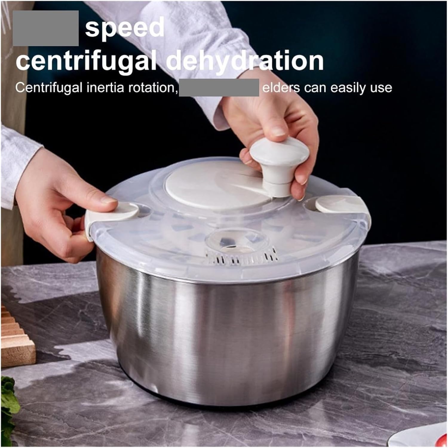 Fit for Multifunctional Stainless Steel Salad Mixer & Dehydrator - 5L Salad Spinner with Filter Basket Lid for Lettuce and Vegetable Mixing