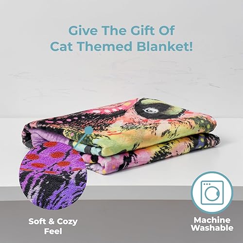 Miniatura 5 de Dawhud Direct Manta de gato de 50 x 60 pulgadas Dean Russo 9 Lives  Manta de forro polar de felpa para adultos y niños, suave y acogedora para la