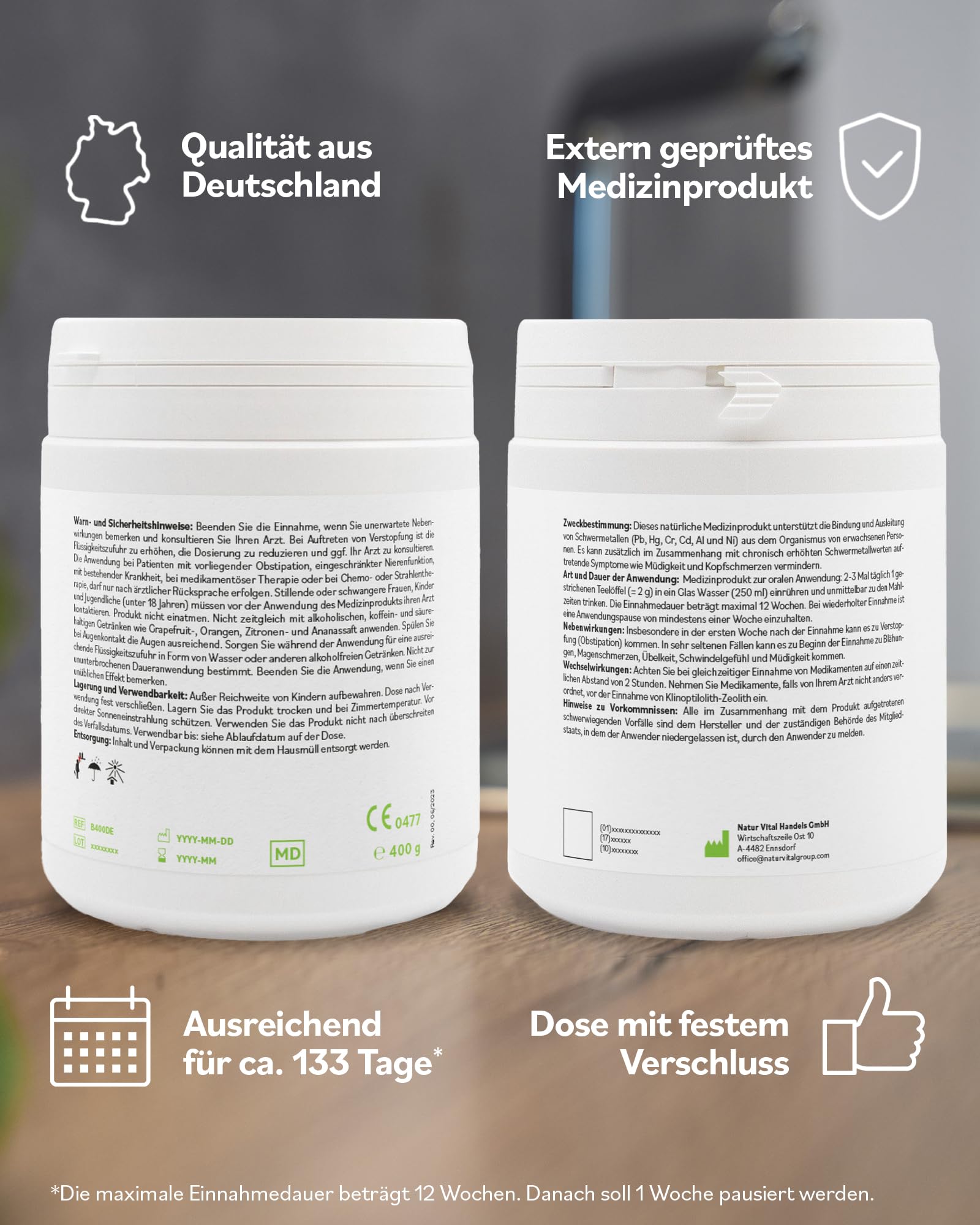 Zeolith-Bentonit-Versand Bentonite Med Detox Poudre 400 g