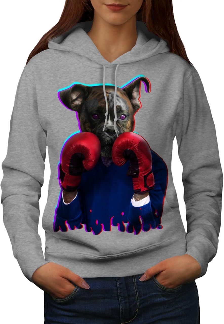 wellcoda Boxer Tier Komisch Hund Frau Kapuzenpullover Hündchen