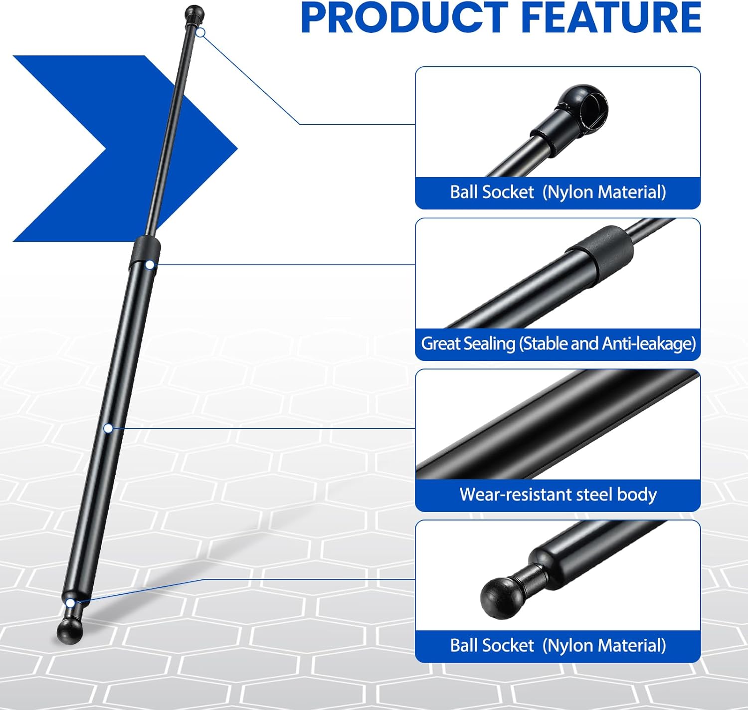 4568 29" Gas Strut, 29.5 inch 85Lbs/378N Lift Support, Gas Spring for Truck Bed Cover Tonneau Undervover SnugTop Snuglid Snugfit Pickup Topper TV Cabinet RV Bed Storage Truck Rear Lid, 2 Pcs