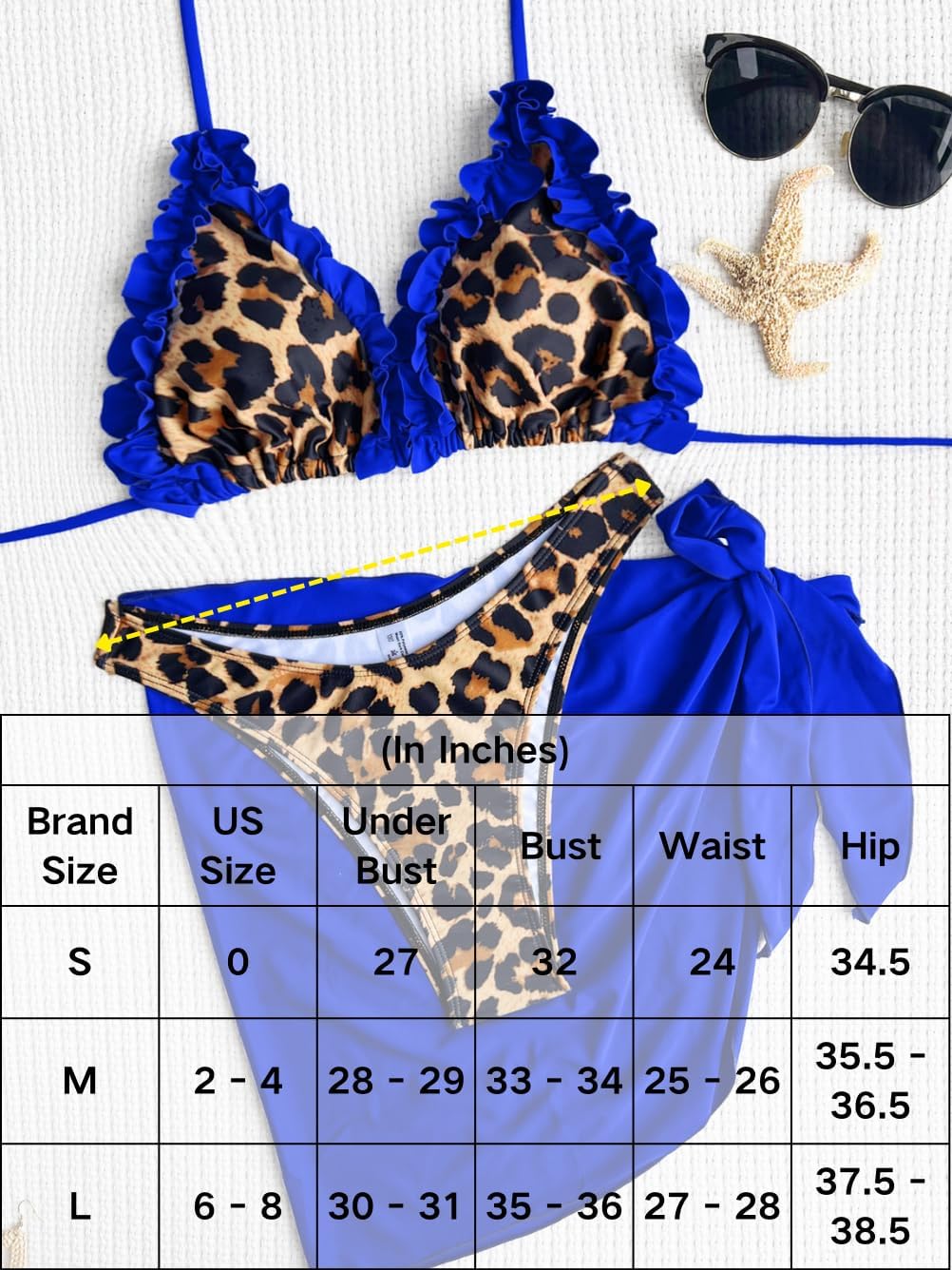 Cheetah Print Bikini,Ruffle Leopard 3 Piece Swimsuits for Women,Sexy Cheeky Bikinis Sets Beach Tanning Pool Party