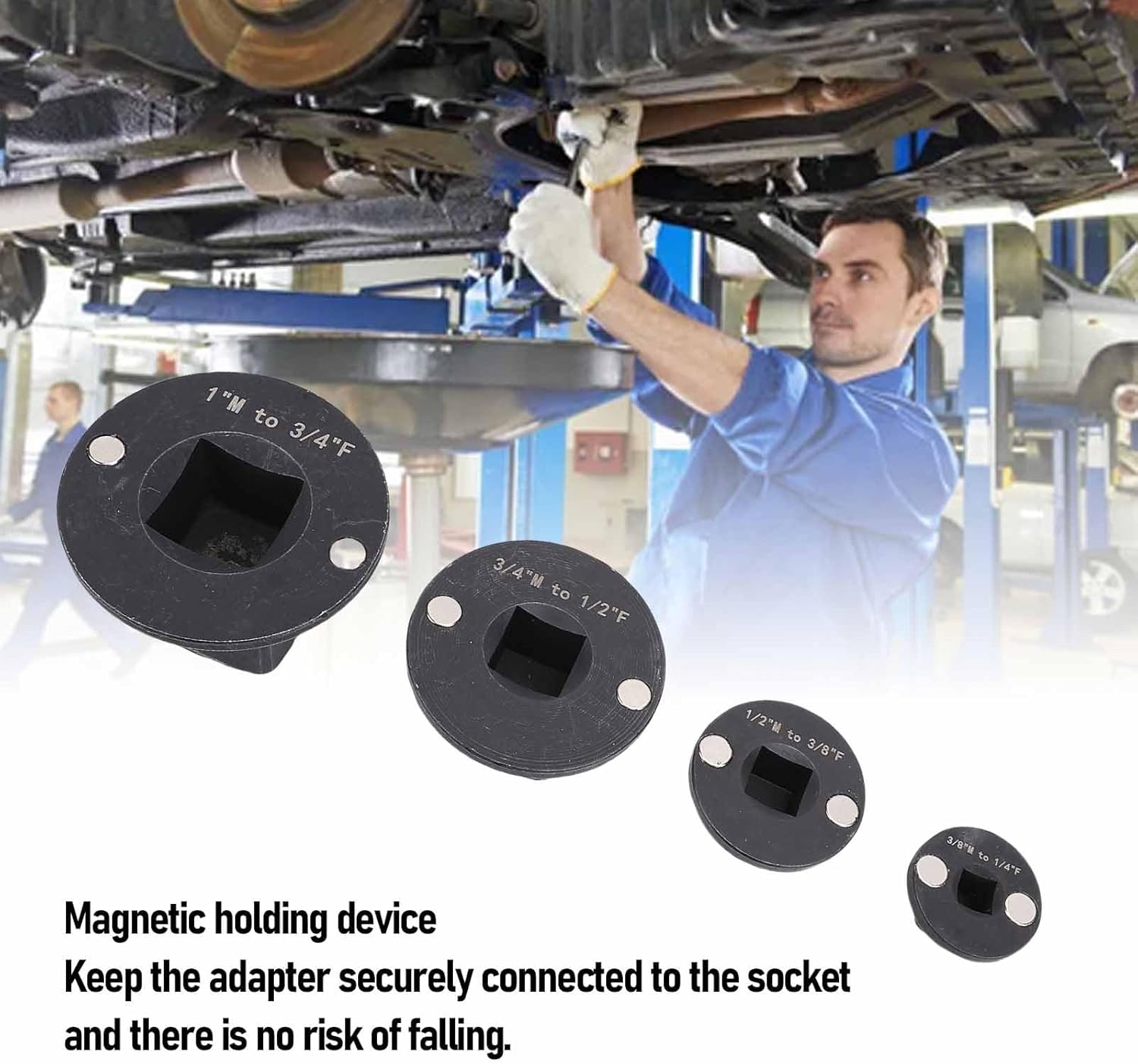 Low Profile Low Impact Impact Adapter Set, Set of Adapters for Ratchet 4 Pcs 1in M-3/4in F 3/4in M-1/2in F 1/2in M-3/8in F 3/8in M-1/4in F