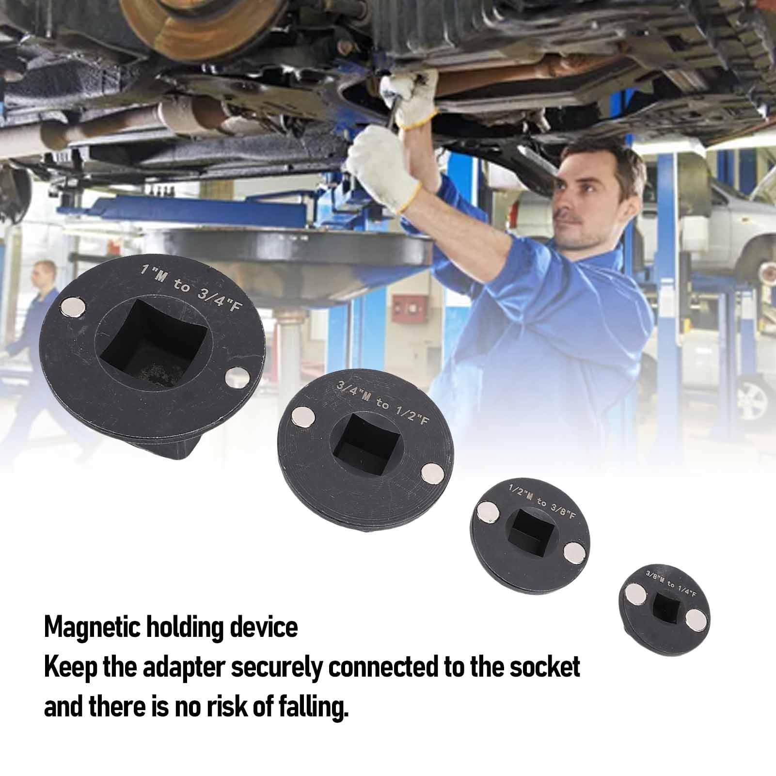 Low Profile Impact Socket Adapter Set, 4PCS Drive Ratchet Adapter Set 1in M-3/4in F 3/4 in M-1/2in F 1/2in M-3/8in F 3/8in M-1/4in F - Image 2
