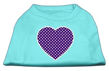 Mirage Pet Products Purple Swiss Dot Heart Screen Print Shirt, XX-Large, Aqua