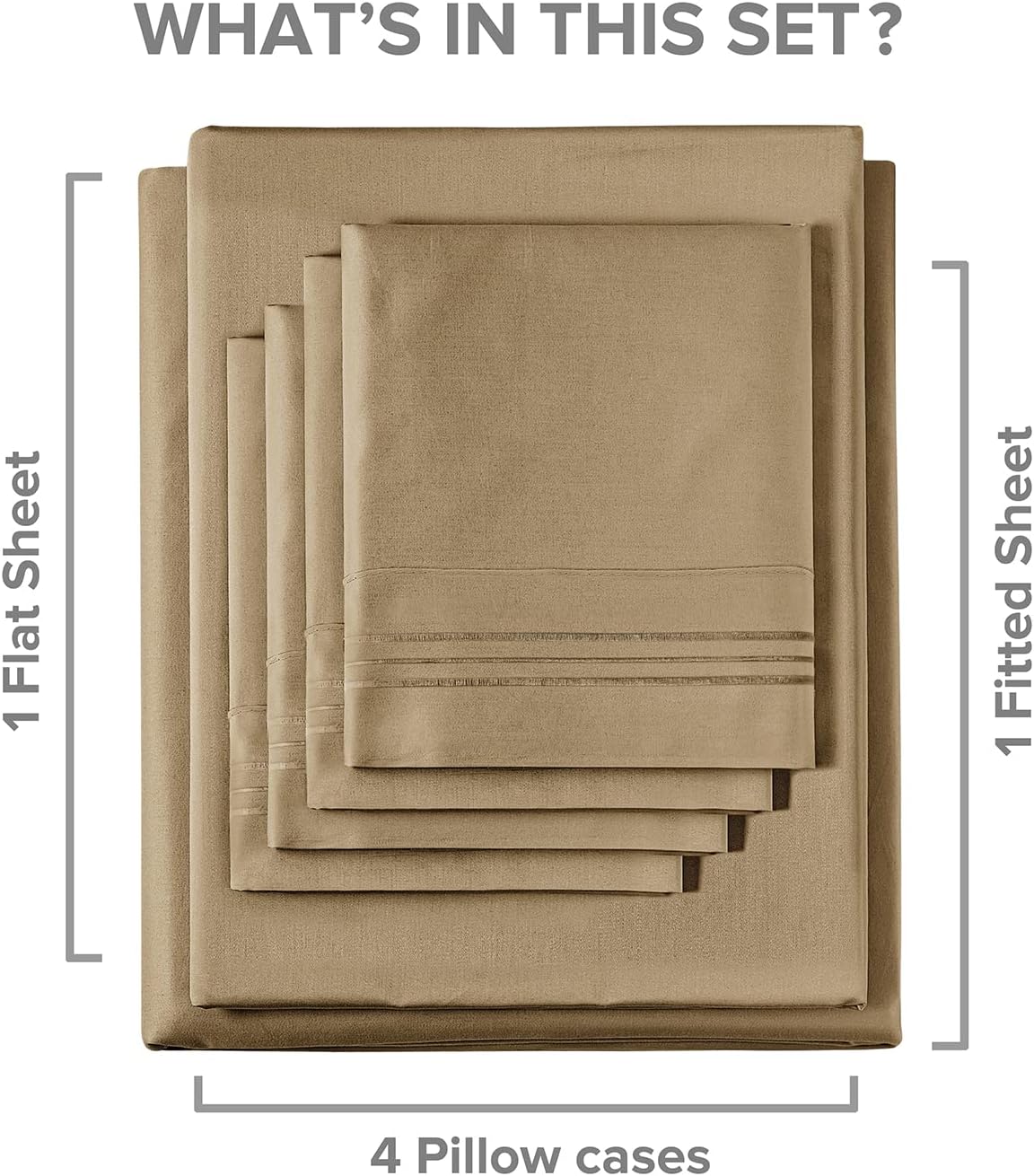 Full Size Sheet Set - 6 Piece Set - Hotel Luxury Bed Sheets - Extra Soft - Deep Pockets - Easy Fit - Breathable & Cooling Sheets - Wrinkle Free - Comfy - Beige Tan Bed Sheets - Fulls Sheets - 6 PC