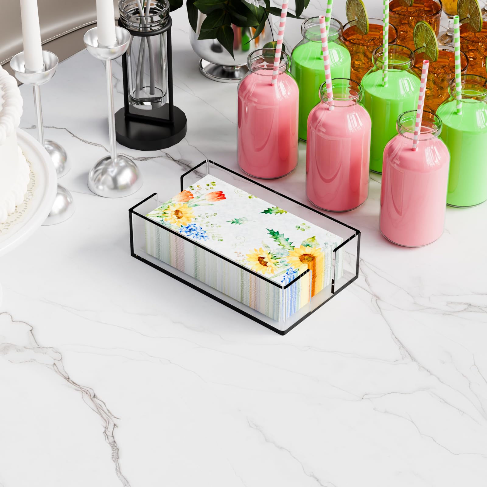 Cq Acrylic Servilleteros transparentes de 9 x 5.5 pulgadas para cocina, cesta de toallas de invitados, soporte para toallas de papel en transparente, soporte para servilletas de cóctel y invitados