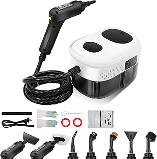 スチームクリーナー 高温 高圧 蒸気洗浄機 2500W 110V 家庭用 3段階調整 105℃ 消毒 除菌 ダニ駆除 大容量 10sで速熱 台所/キッチン/エアコン/油煙/油汚れ/洗濯機/豊富なアクセサリー 日本語説明書 (ホワイト/アップグレードモデル)