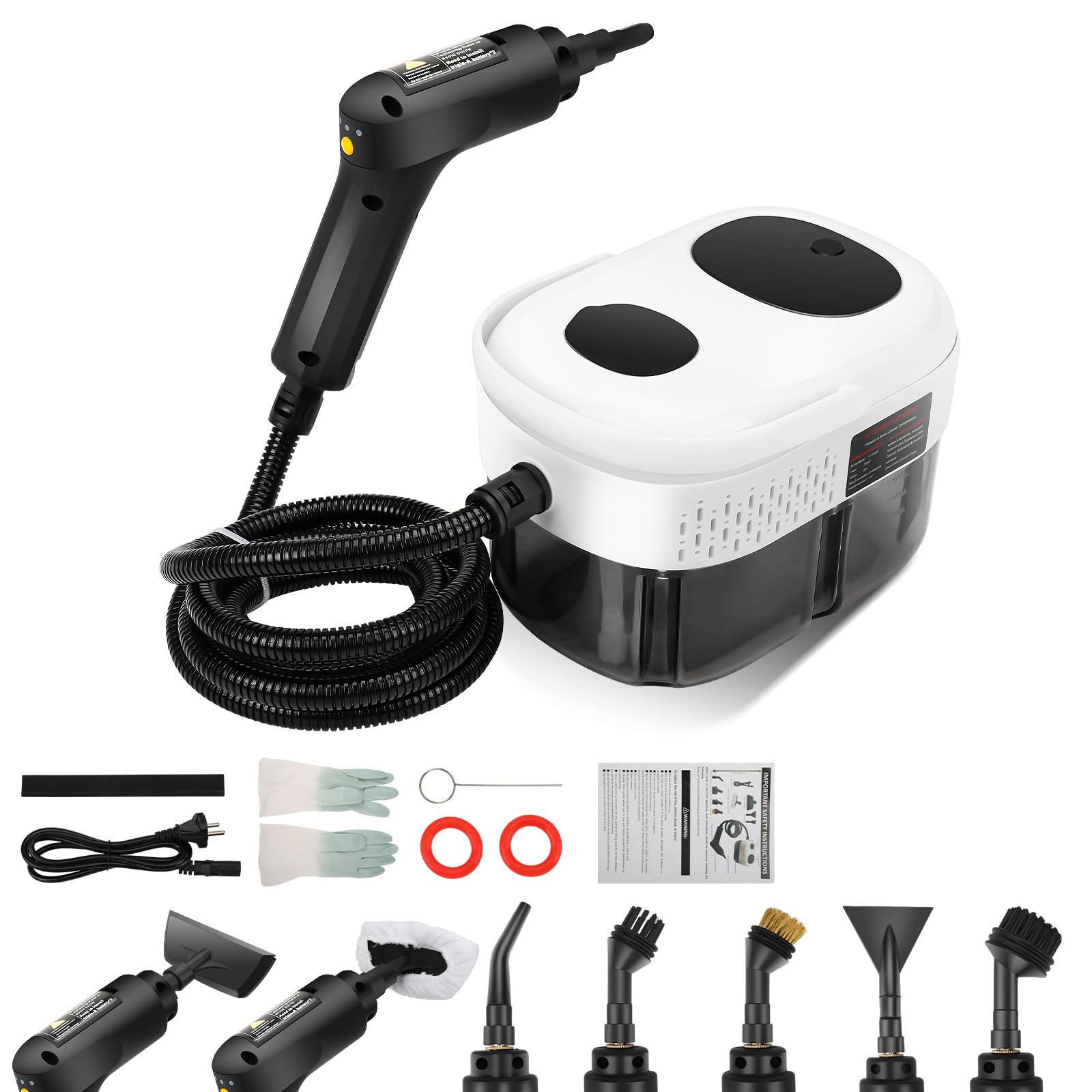 Limpiador a vapor de 2500W, Vaporeta Limpieza Hogar portátil con 1400 ml, limpiador de vapor a mano, 3 niveles ajustables, 15S calentamiento rápido, para limpiar Cocina, Baño, Ventanas