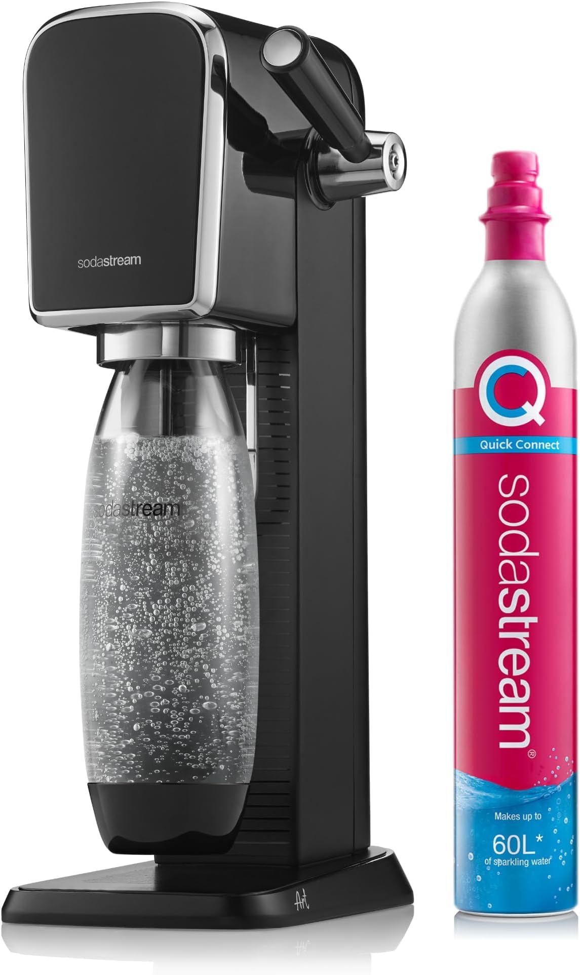 Art Sparkling Water Maker (Black) with CO2 and Dishwasher Safe Bottle