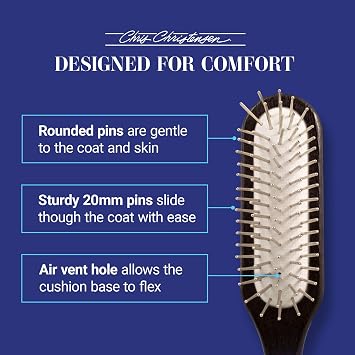 Chris Christensen Dog Brush, 20 mm. Ice Slip Dematting Brush, Specialty Brushes, Groom Like a Professional, Remove Tough Mats and Tangles, Rounded and Grounded Pins, Doesn't Pull Coat