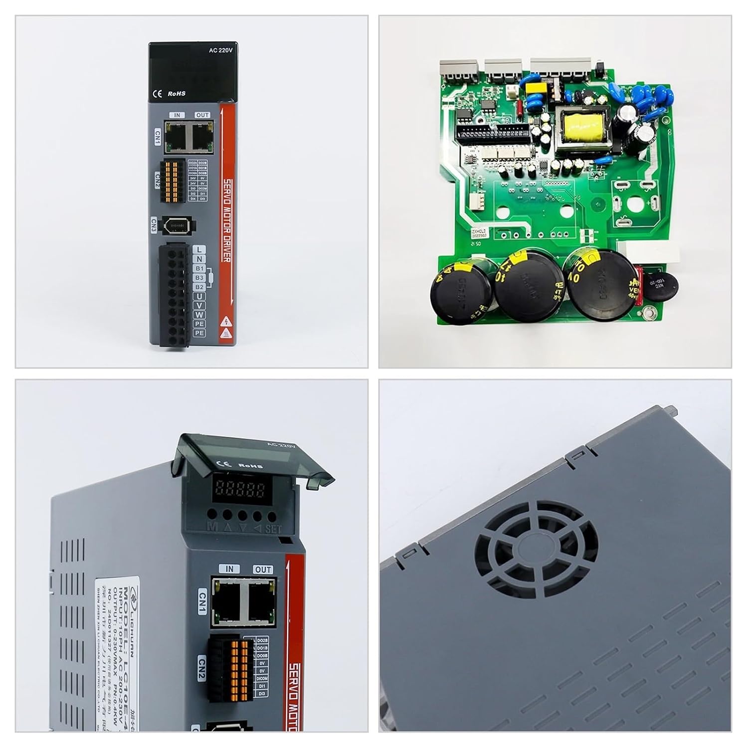 1Pcs 1.1/1.6/2.5/3.3A 0.32/0.637/1.27/1.91N.m Servo Electronic Starter AC Driver Kit 100W200W400W600W AC Servo Electronic Starter Drivers Kit(600W Increment 17)