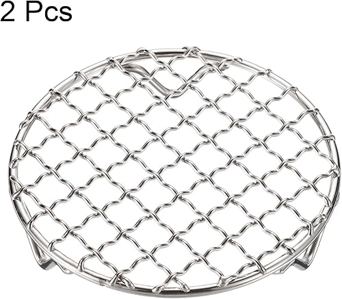 Miniatura 61 de HARFINGTON Rejilla redonda de 6.5 pulgadas de acero inoxidable 201 con alambre cruzado para barbacoa con patas de 0.787 in para cocinar hornear al