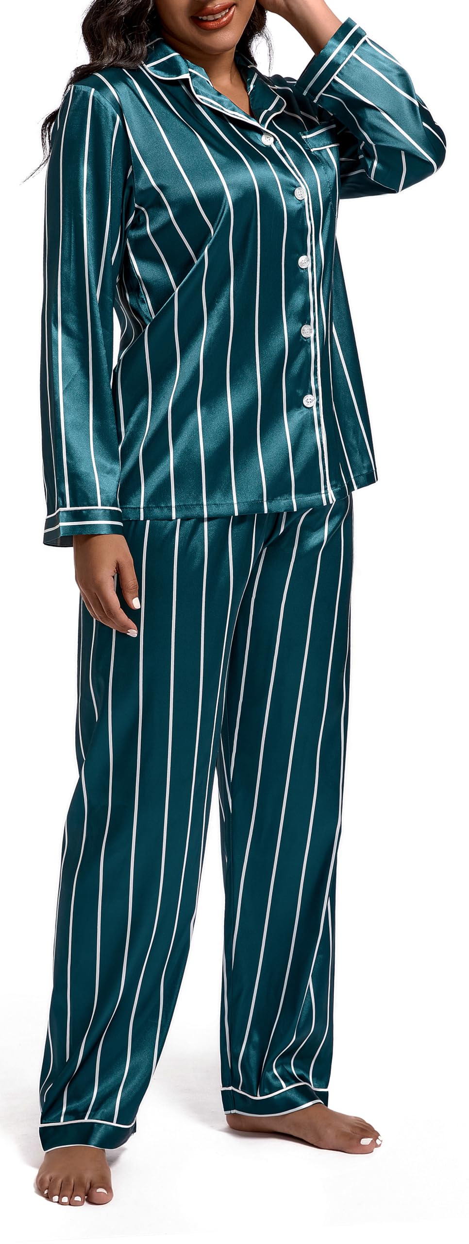 Lavenderi Women's Long Sleeve Premium Satin Pajama Set