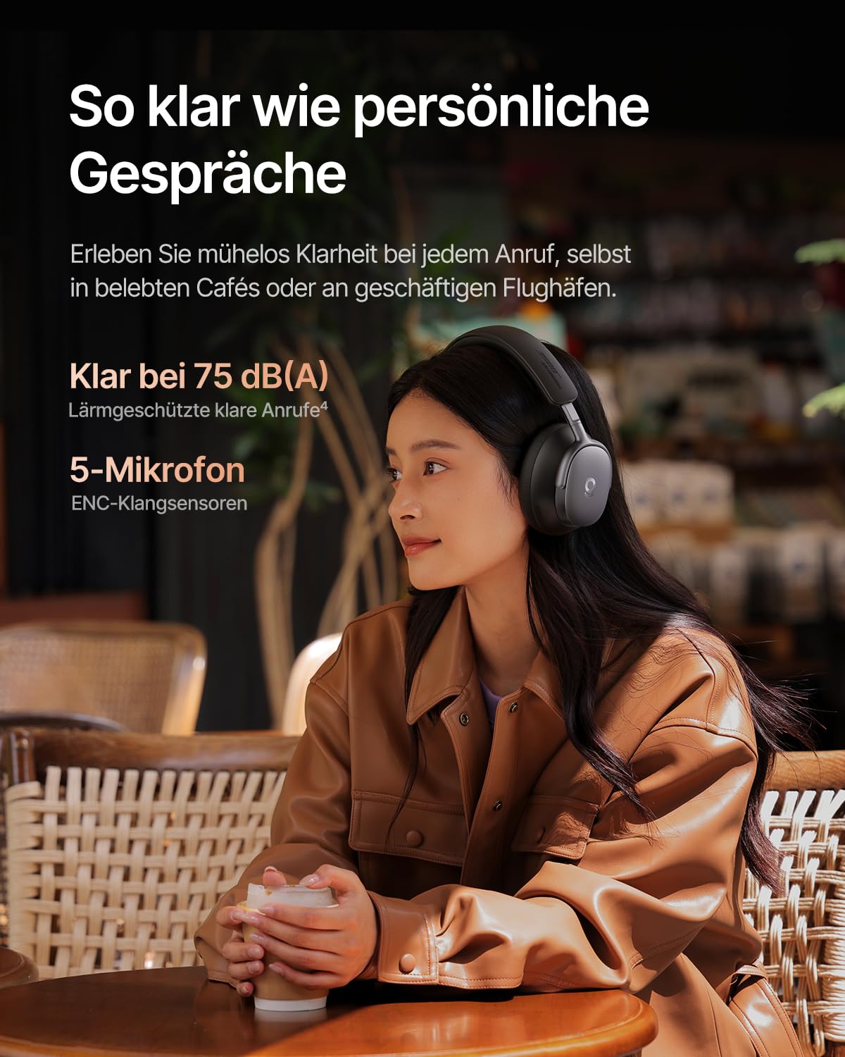 Baseus Inspire XH1 Over-Ear Kopfhörer mit Noise Cancelling -48 dB, Sound by Bose, Cloud-Komfort, Dolby Audio & Hi-Res für Unglaublich Dynamischen Sound, 100 Std. Spielzeit, Bluetooth 6.1, 5 Mikrofone