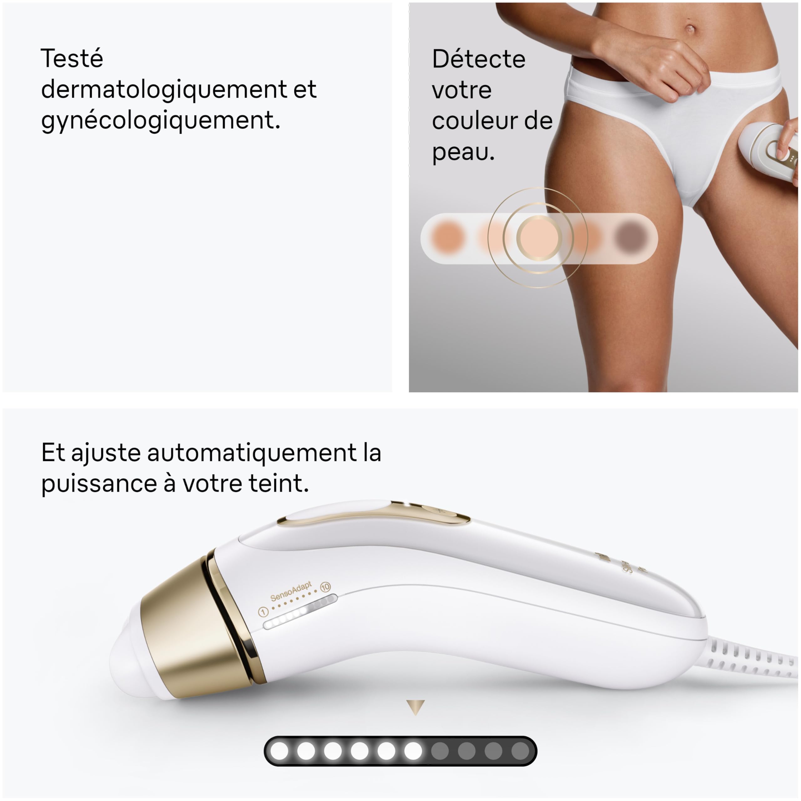 Braun Epilateur Lumiere Pulsee Silk·expert Pro 5 PL5442, Blanc et Or – Alternative au Laser à Domicile, Filaire, avec Pochette, Rasoir Gillette Venus, 4 Têtes