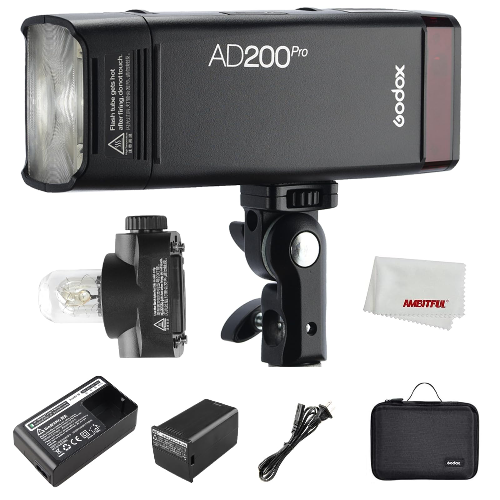 Godox AD200Pro 200Ws TTL 2.4G 1/8000 HSS Outdoor Blitzlicht mit 2900mAh Akku 0.01-1.8s Recycling