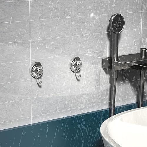 Miniatura 7 de Ganchos de ventosa al vacío resistentes para el interior de la ducha, la cocina y el baño, chapados en plata, fáciles de instalar, paquete de 8