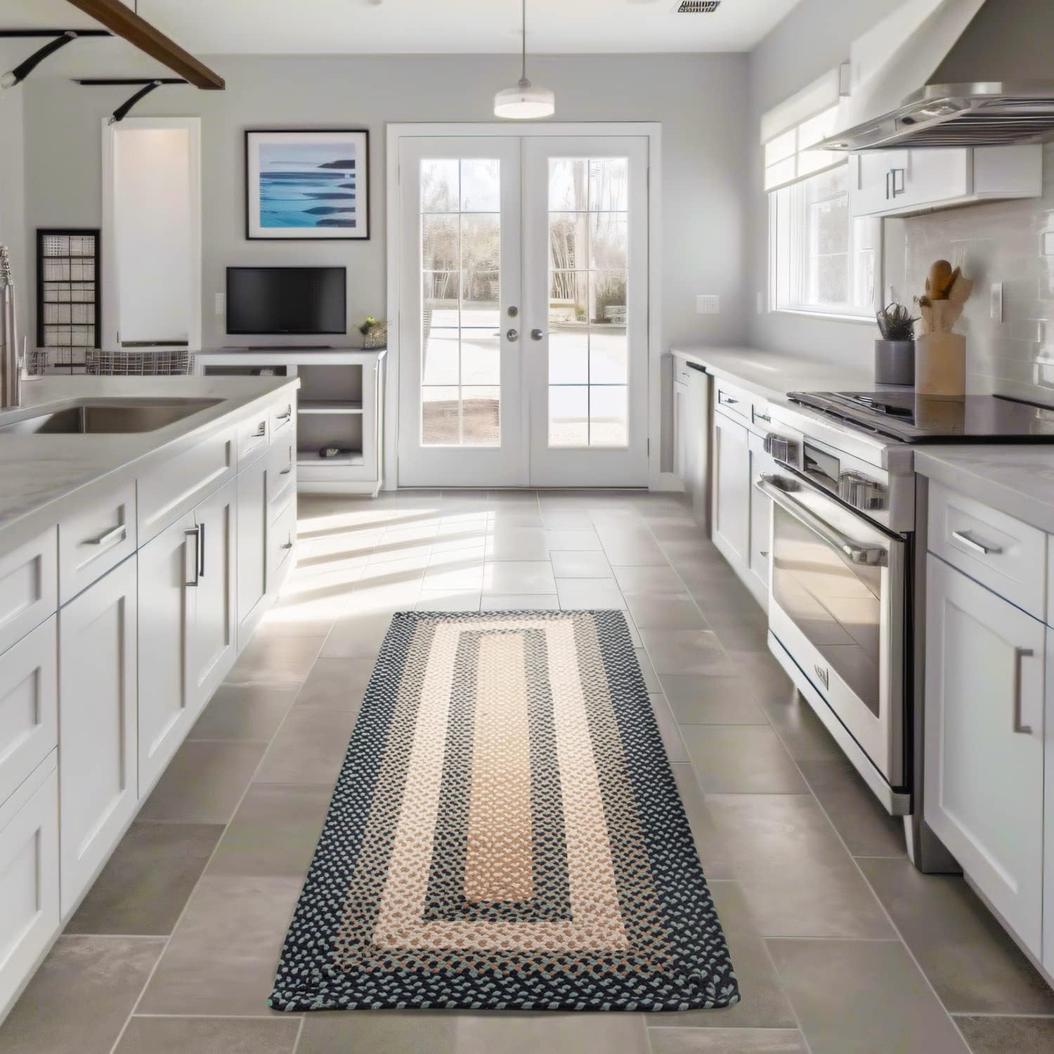 Super Area Rugs 2X6ft Farmhouse Braided Rug Runner Natural Cotton Braided Rug for