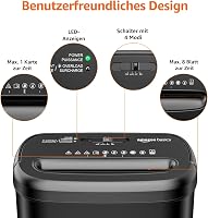 Amazon Basics Keresztmetszeti Papírmegsemmisítő 8 Lap Kapacitás Bankkártyához - 8 sheet (new model), black, Cross-cut 2