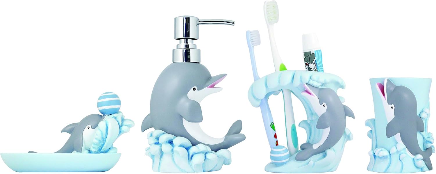 Buy Modona Four Piece Kids Bathroom Accessories Set Dolphin Online In Indonesia B011tbooe6