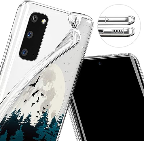Miniatura 2 de Cavka Funda para teléfono compatible con Samsung Galaxy A73 A72 5G A71 A70 A52 A42 A32 A20s A11 A02 Luna Llena Transparente Naturaleza Celular