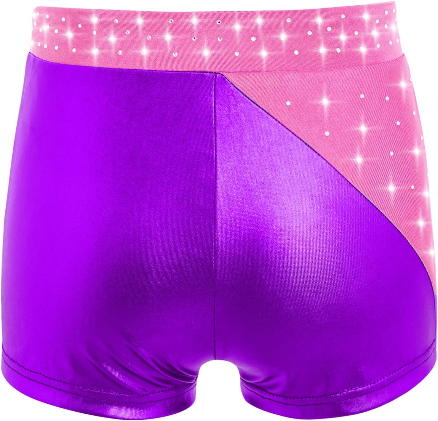 Girls Gymnastics Ballet Dance Slimming Shorts Rhinestone Metallic Shorts for Kids Stage Performance