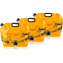 Water Jug Camping 2.1 Gallon Collapsible with Spigot, BPA Free Portable Water Pouch Foldable Water Bags for Outdoor Hiking, Travel and Emergency & Water Storage Containers Orange-3Pcs