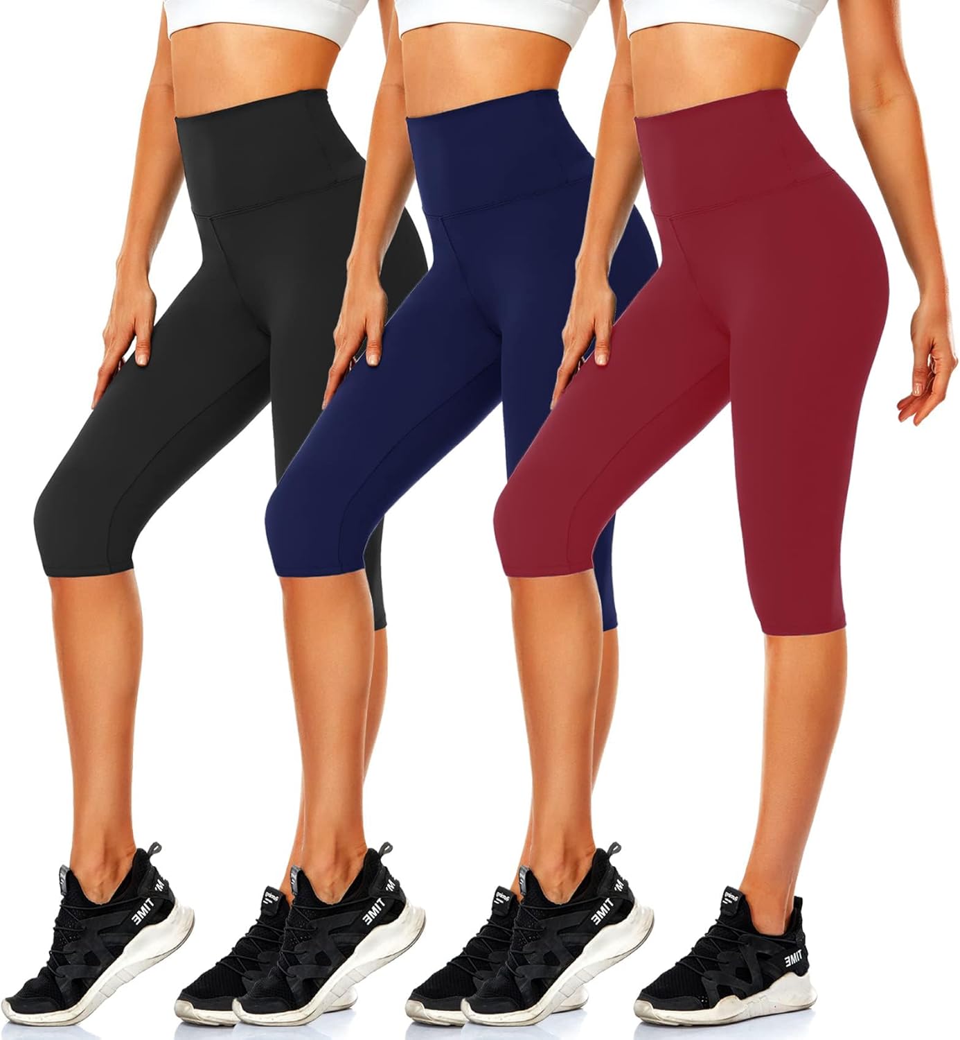 CTHH Women's Knee Length Leggings-High Waisted Capri Pants Biker Shorts for Women Yoga Workout Exercise Short Casual Summer
