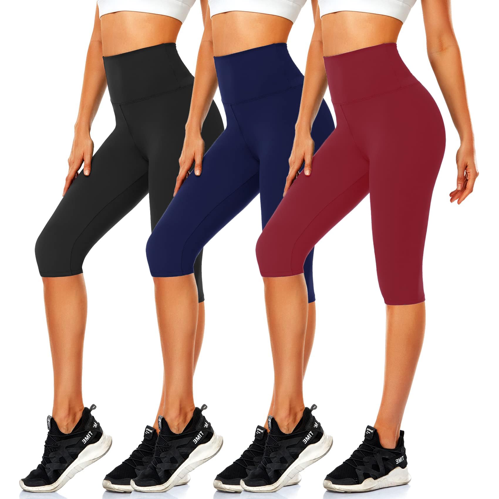 CTHH Women's Knee Length Leggings-High Waisted Capri Pants Biker Shorts for Women Yoga Workout Exercise Short Casual Summer