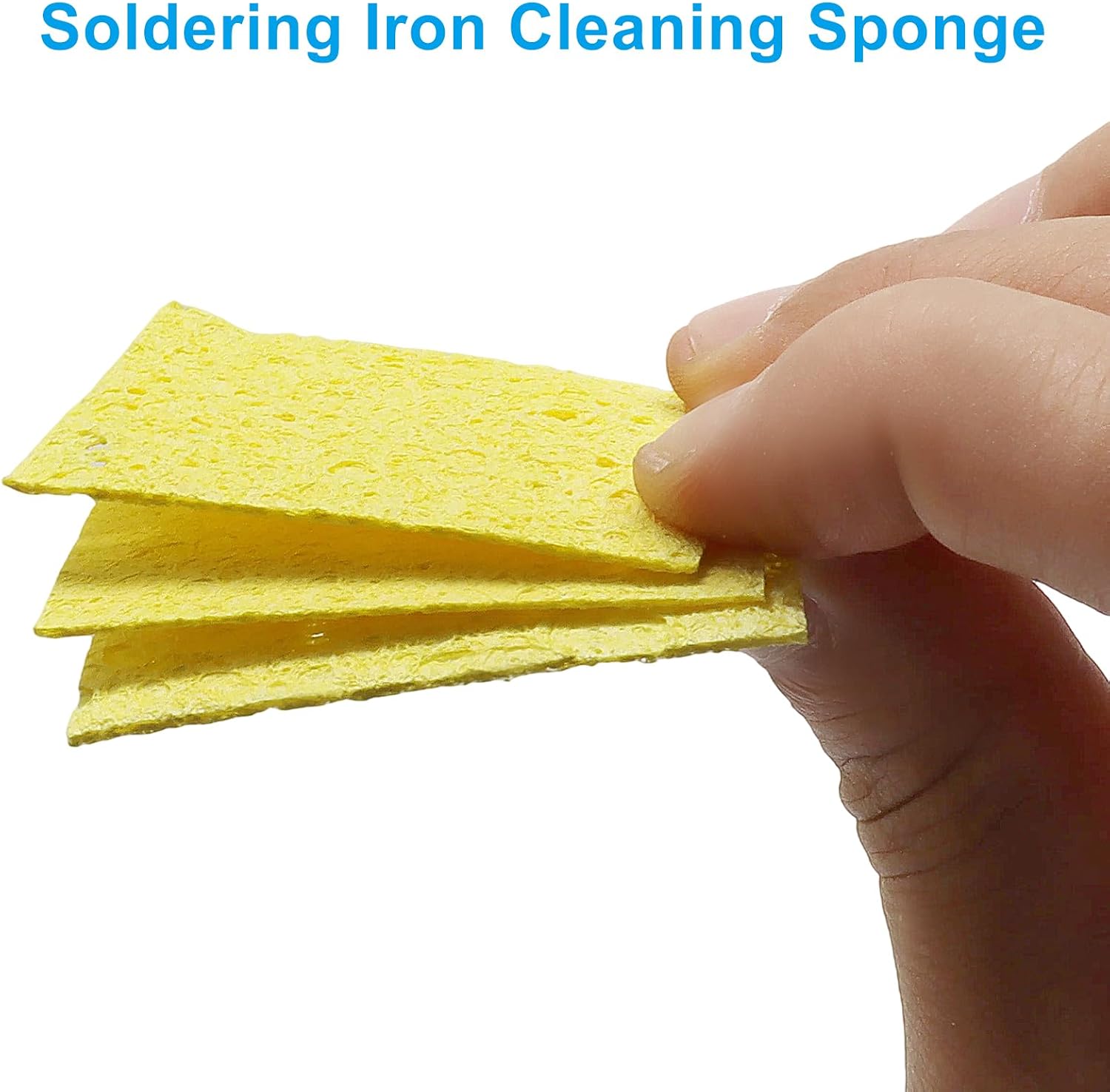 Piutouyar 20 Pcs Soldering Sponge, 50x35mm Thickened Cleaning Pads, Rectangle Soldering Iron Cleaning Sponge Replacement, Yellow image 4