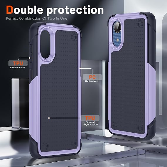 Jeylly for Samsung Galaxy A03 Core Case Full Body Rugged with [2 Packj Tempered Glass Screen Protector], Slim Fit Soft Silicone Heavy Duty Protection Shockproof Cover for Galaxy A03 Core, Purple