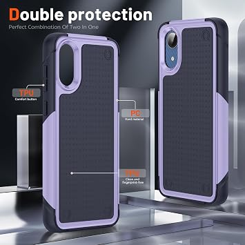 Jeylly for Samsung Galaxy A03 Core Case Full Body Rugged with [2 Packj Tempered Glass Screen Protector], Slim Fit Soft Silicone Heavy Duty Protection Shockproof Cover for Galaxy A03 Core, Purple