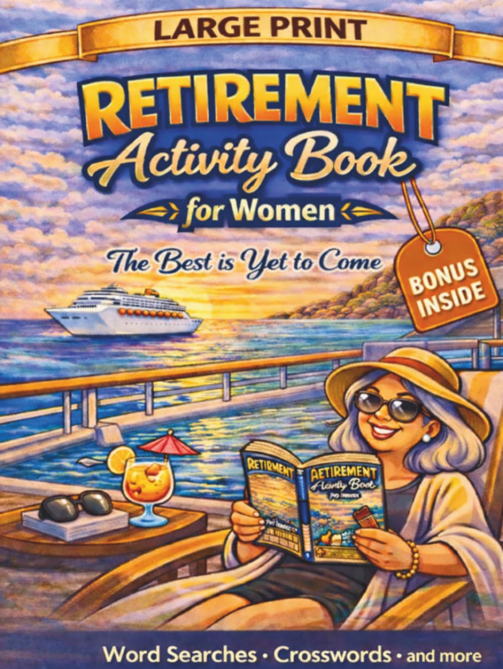 Retirement Activity Book for Women: Retirement Gift for Woman: Enjoyable Large Print Puzzles with Word Search, Crosswords, Sudoku & More to Celebrate ... Work | Ideal Gift for Retired Women & Seniors