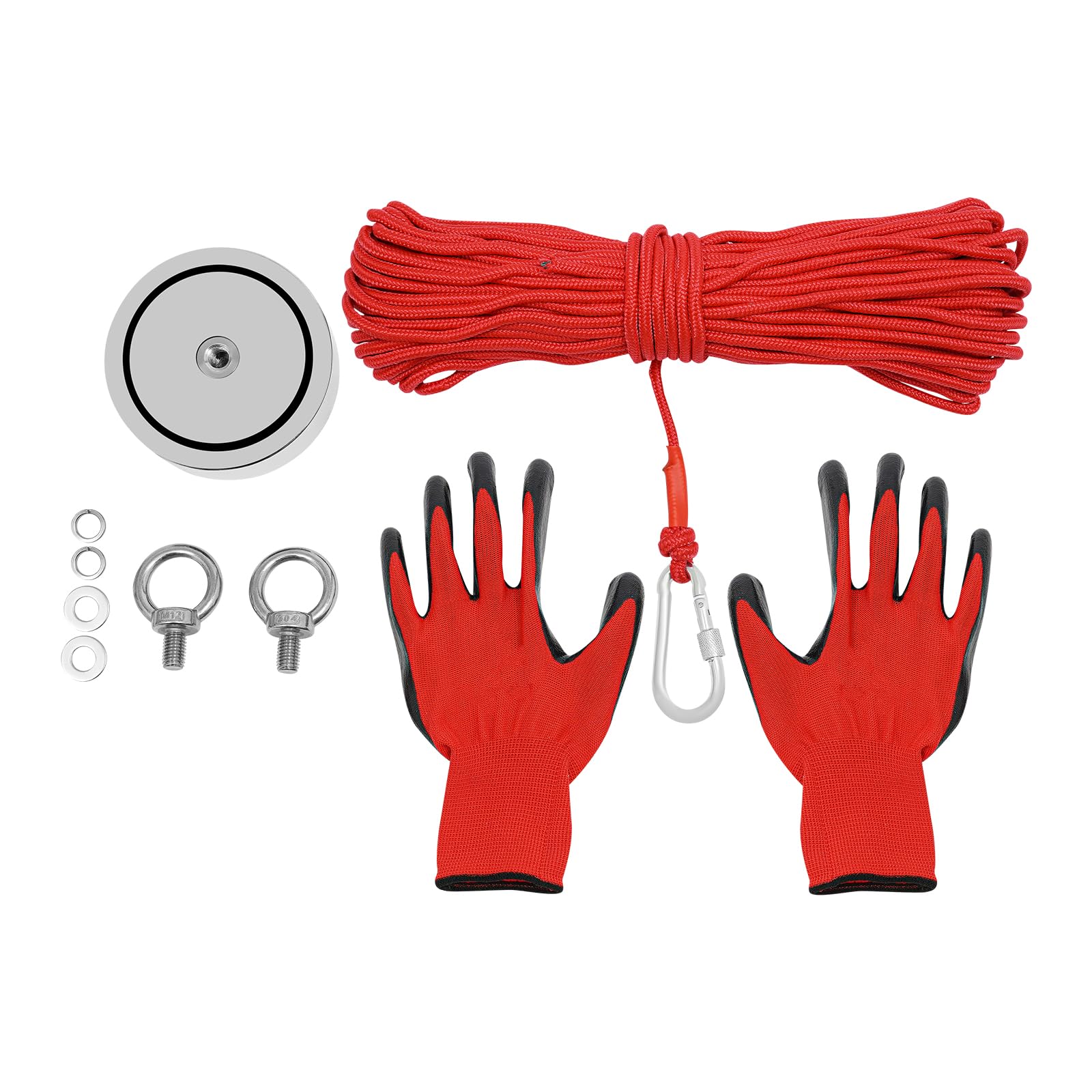 MOQNISE Fishing Magnet Kit with Rope, Fishing Magnets 2000lbs Pulling Heavy Duty 98.4ft Rope Magnet Fishing Kit for Magnet Fishing, Lifting Hanging Retrieving