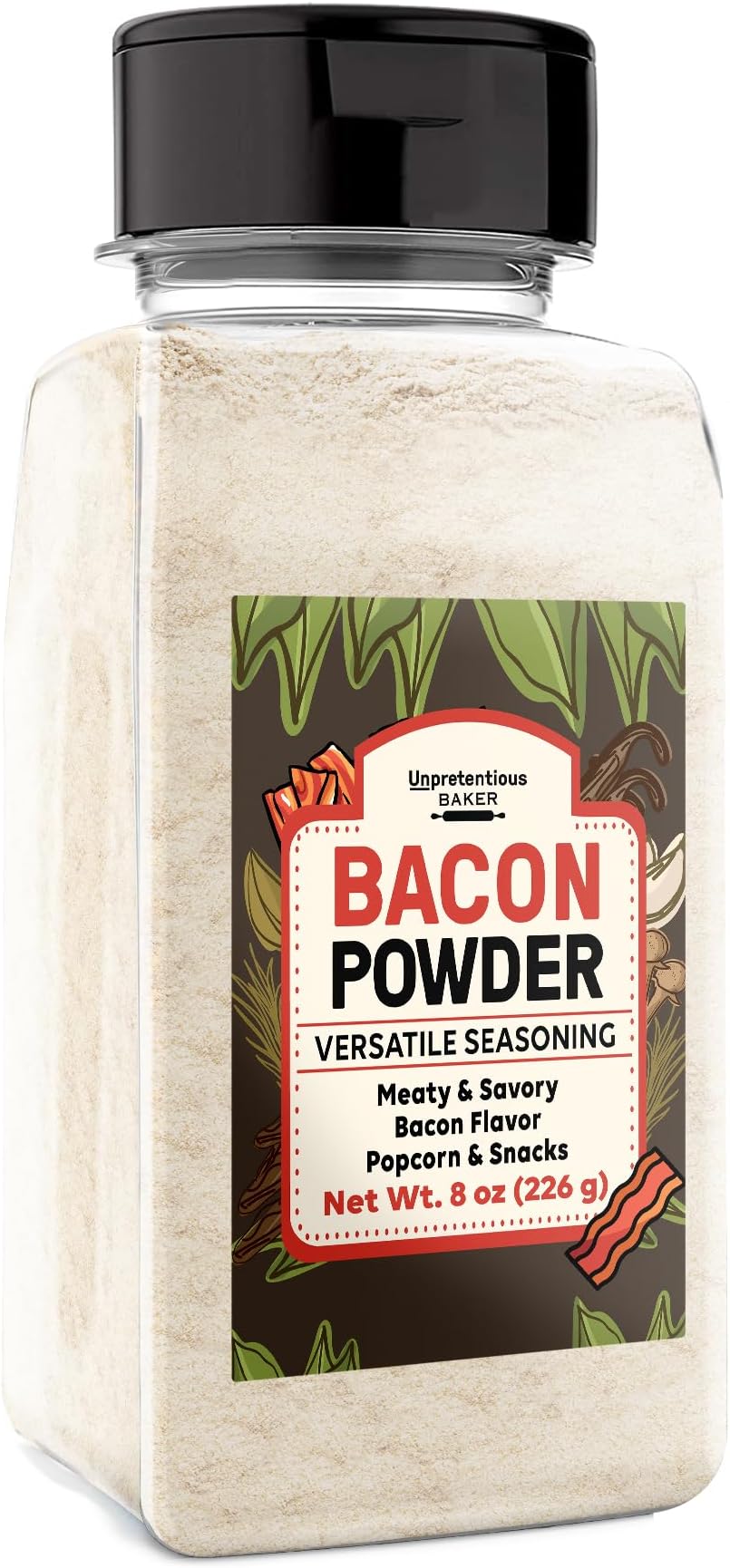 Unpretentious Bacon Powder, 8 oz, Versatile Seasoning, Meaty & Savory, Bacon Flavoring