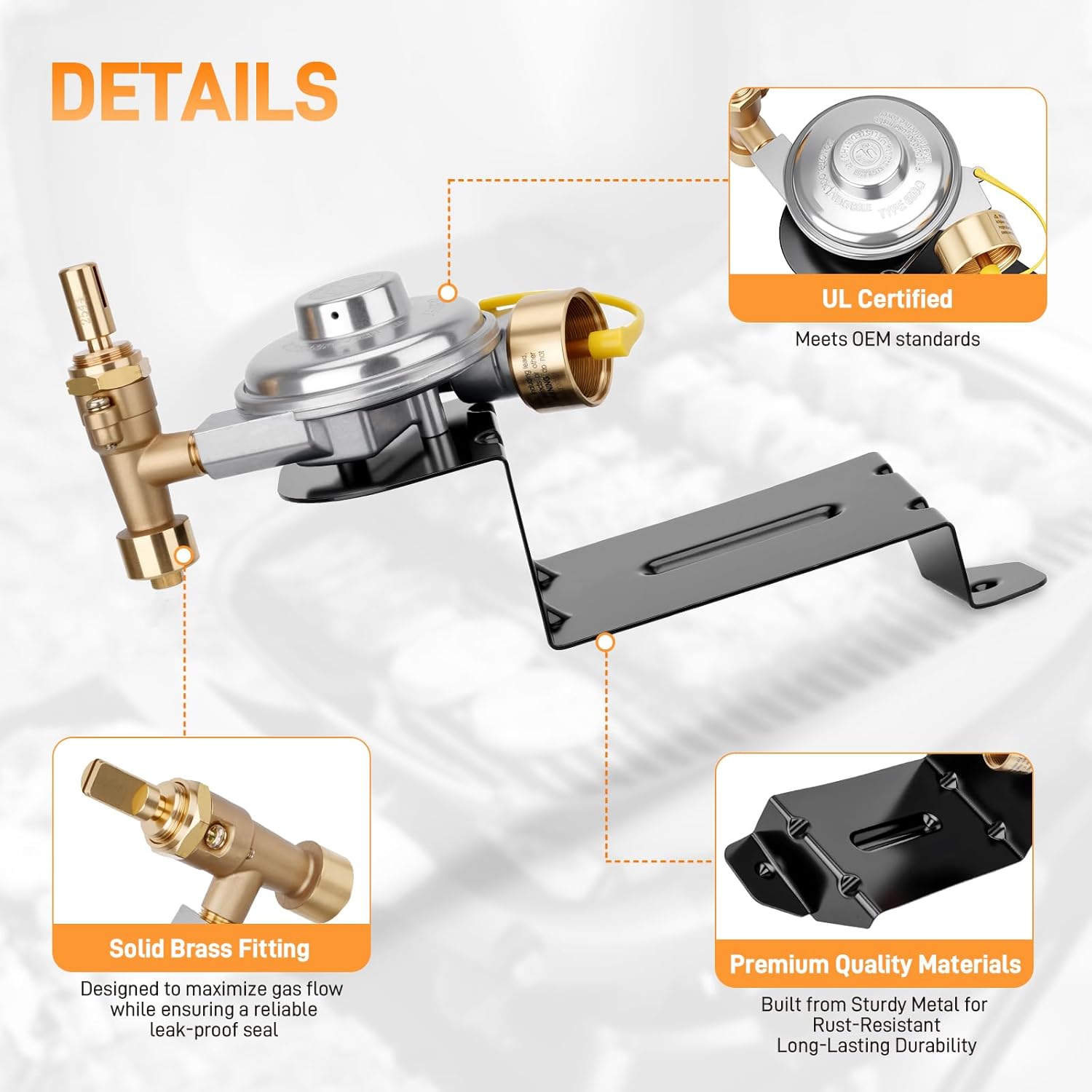 64866 Gas Grill Valve Regulator Assembly Compatible with Weber Q1000 Q1200 Series Replace#50060001 50060301 51060001 51080001 51190001 51010001 51040001 51259999 51200001 51040001 51210001 51070001