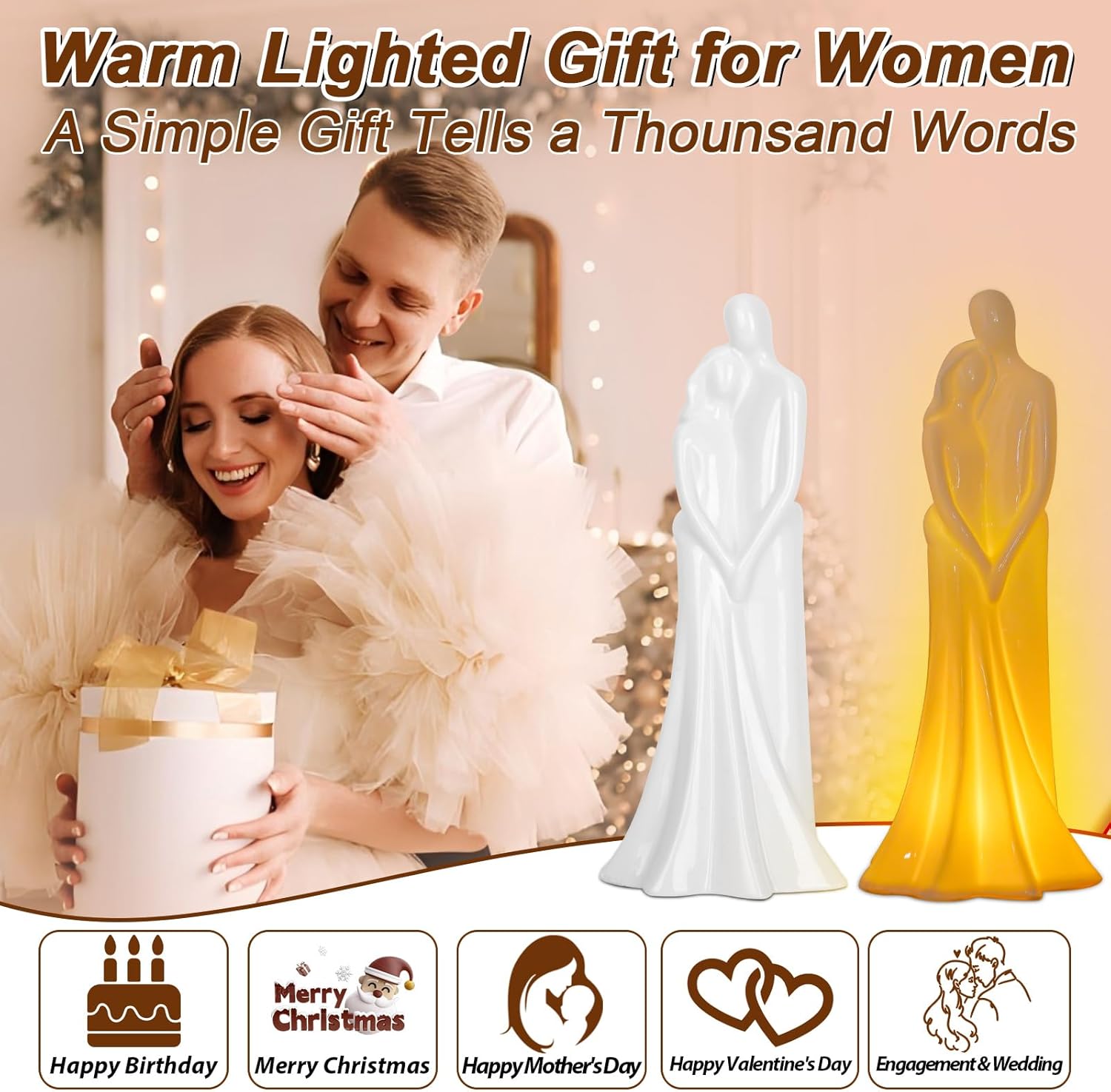 Cow Funny Hand Towels and Hugging Couple Sculpture