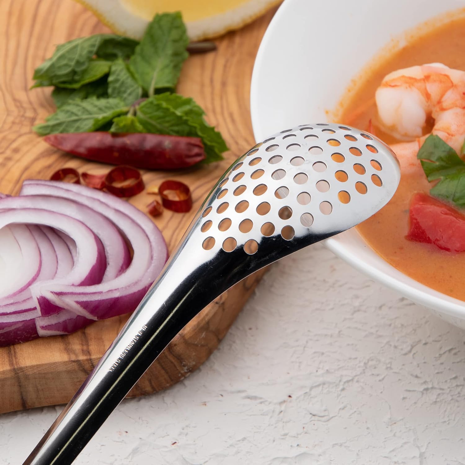 Endoshoji TKG QLV02001 TKG Astragalus Spoon, Dimensions (L x W x H): 6.5 x 1.5 x 4.9 inches (16.5 x 4 x 12.5 cm), No Hole, Rattan Crane Roll, Handle Won't Get Hot, Rust Resistant Stainless Steel,