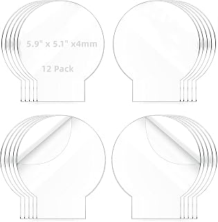 12 Pcs 5.9" x 5.1" Round Clear Cast Acrylic Sheets for LED Light Base Clear Plexiglass with Protective Film 4 mm Thick for LED Signs & Day DIY Crafts